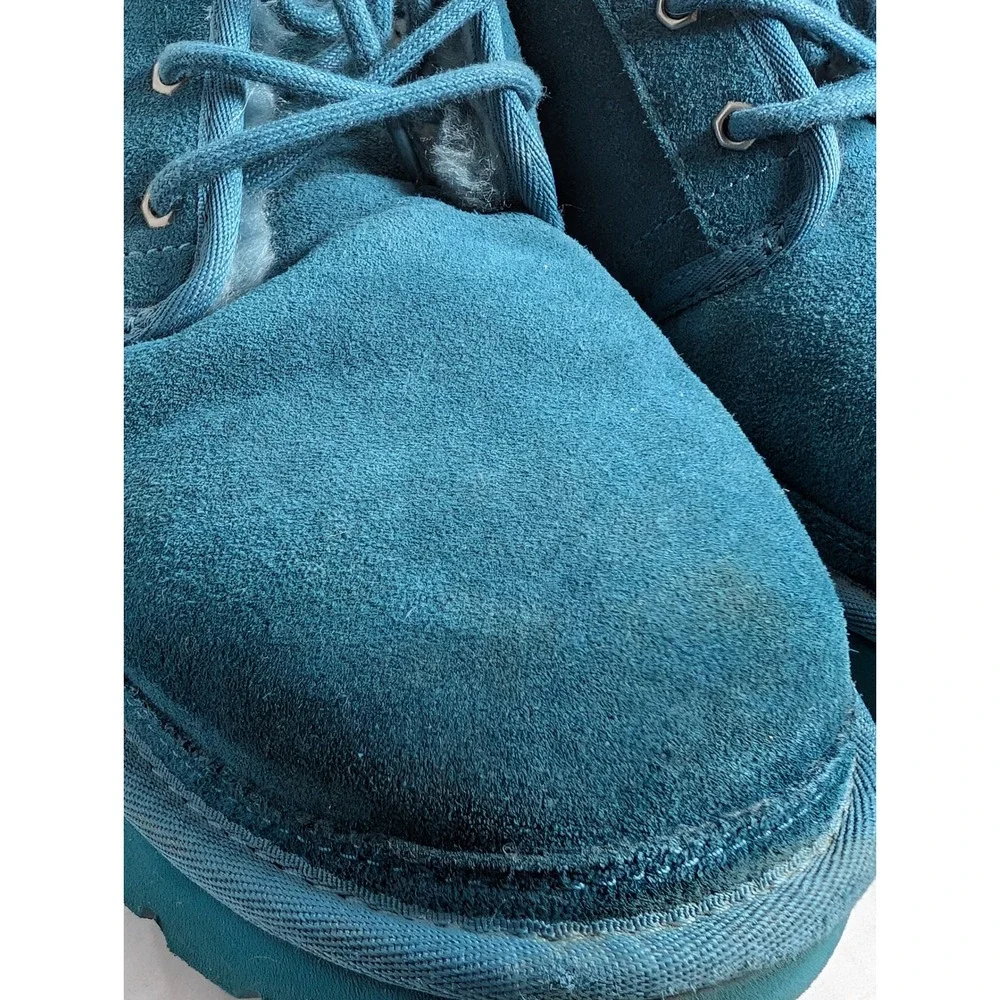 UGG Neumel Chukka Boots Men's US 12 Blue Teal Suede Sheepskin Lace Up EU 45